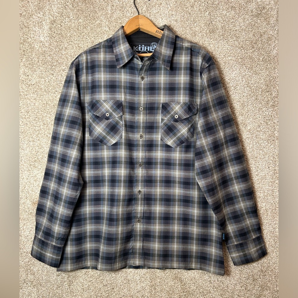 Kuhl Men’s Blue Plaid Long Sleeve Button Down Shirt Size L